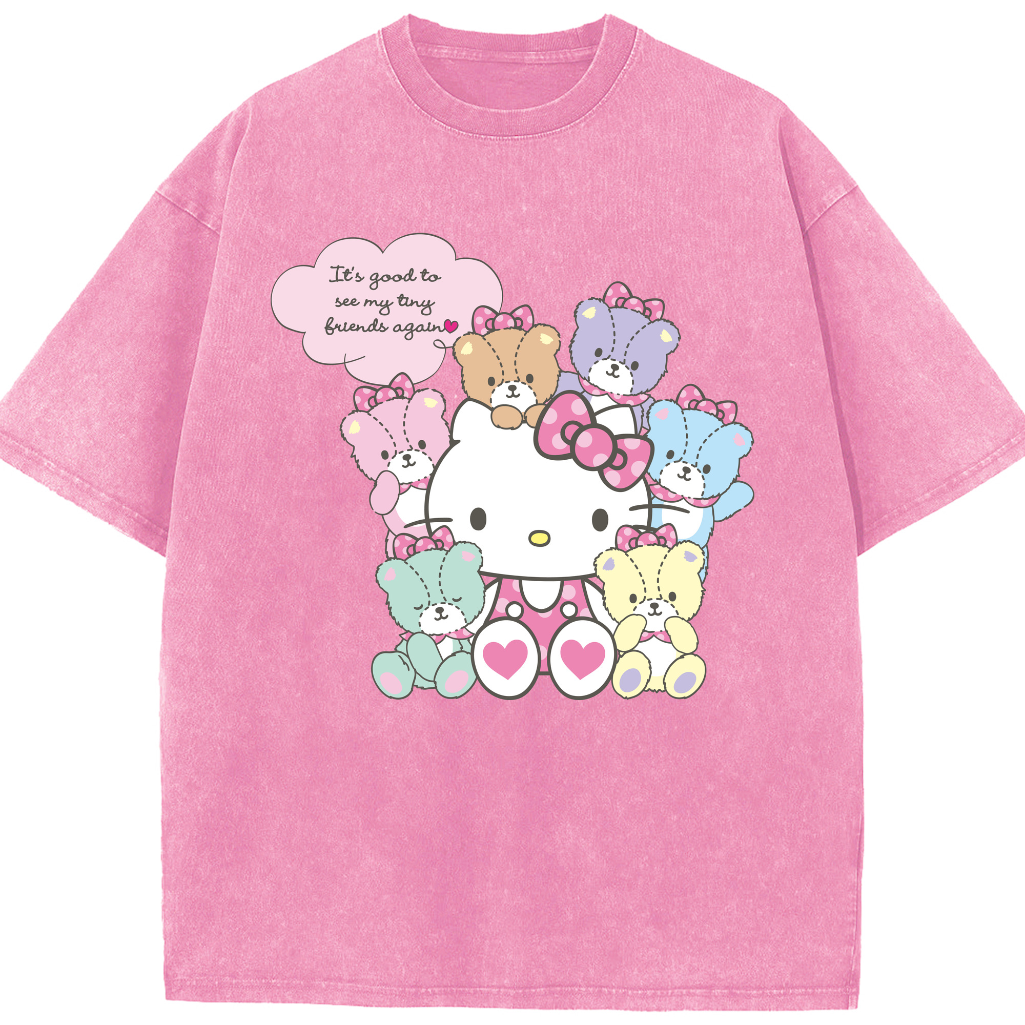 （画像用） Hello Kitty ハローキティ 綿100% ヴィンテージ風 半袖Tシャツ（フロントプリント）